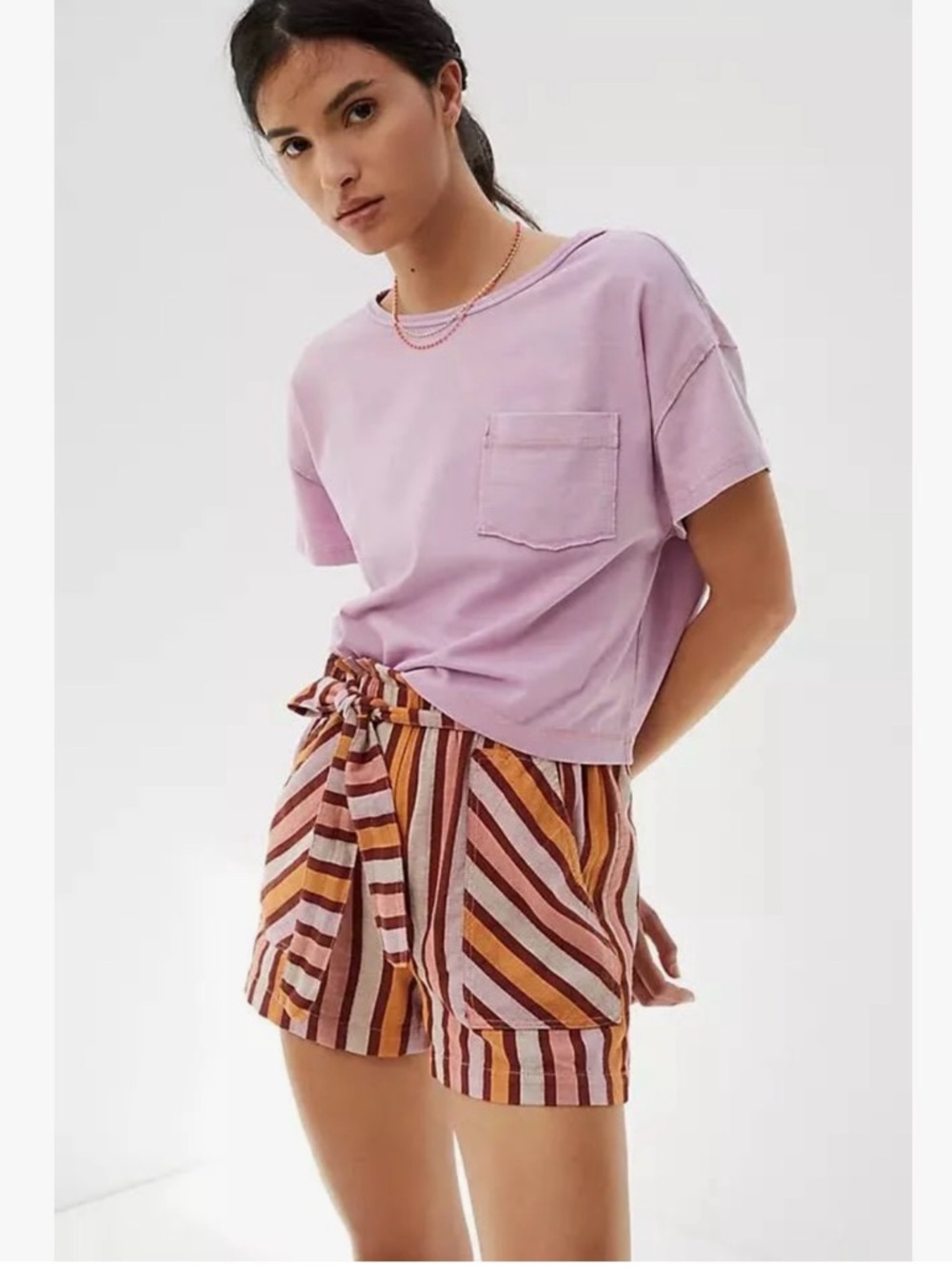 Anthropologie Paperbag Waist Striped Shorts -Small NWOT 🩳❤️ - Picture 2 of 8